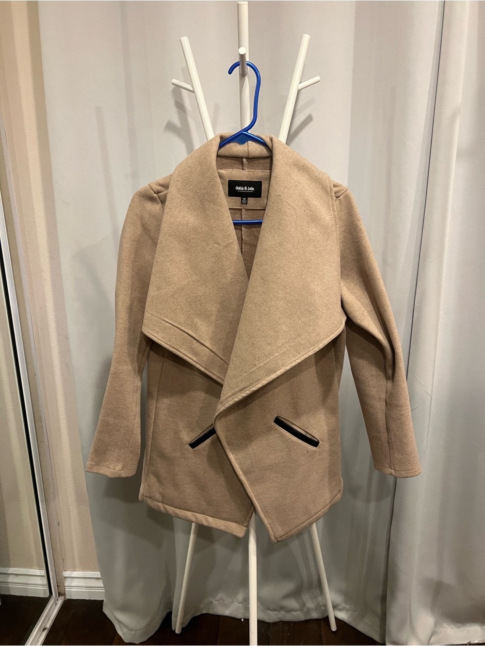 Ookie & Lala Women's Camel Draped Open-Front Coat